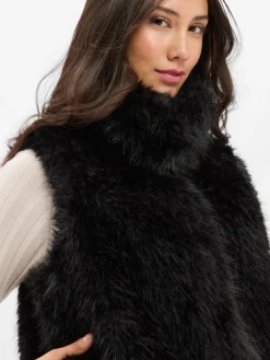 Amber & June Jacken & Westen*Damen Weste aus Kunstfell schwarz uni