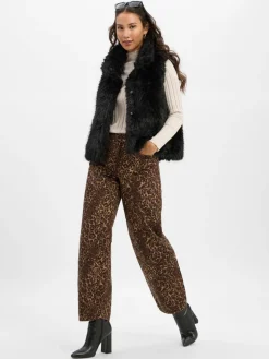 Amber & June Jacken & Westen*Damen Weste aus Kunstfell schwarz uni