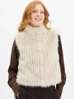 Rino & Pelle Jacken & Westen*Damen Weste aus Kunstfell - Dava ecru uni