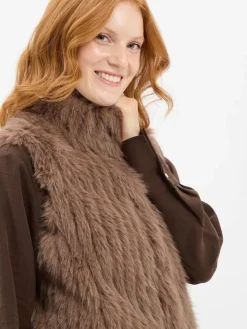 Rino & Pelle Jacken & Westen*Damen Weste aus Kunstfell - Dava taupe uni