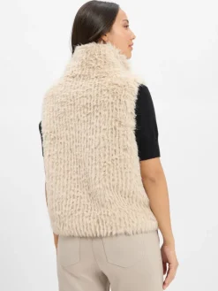Amber & June Jacken & Westen*Damen Weste aus Kunstfell ecru uni