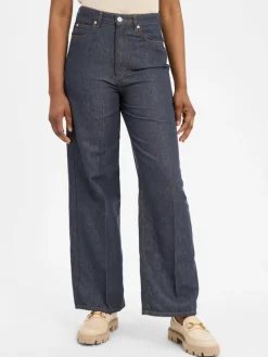 Marc O'Polo Jeans|Hosen*Damen Wide Fit Jeans mit Leinen-Anteil - Tolva Long denim uni