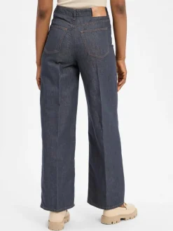 Marc O'Polo Jeans|Hosen*Damen Wide Fit Jeans mit Leinen-Anteil - Tolva Long denim uni