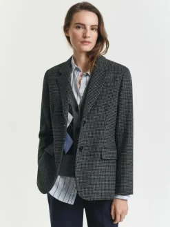 Gant Jacken & Westen|Blazer*Damen Wollblazer grau schwarz kariert