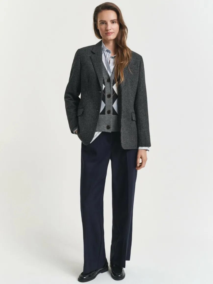 Gant Jacken & Westen|Blazer*Damen Wollblazer grau schwarz kariert