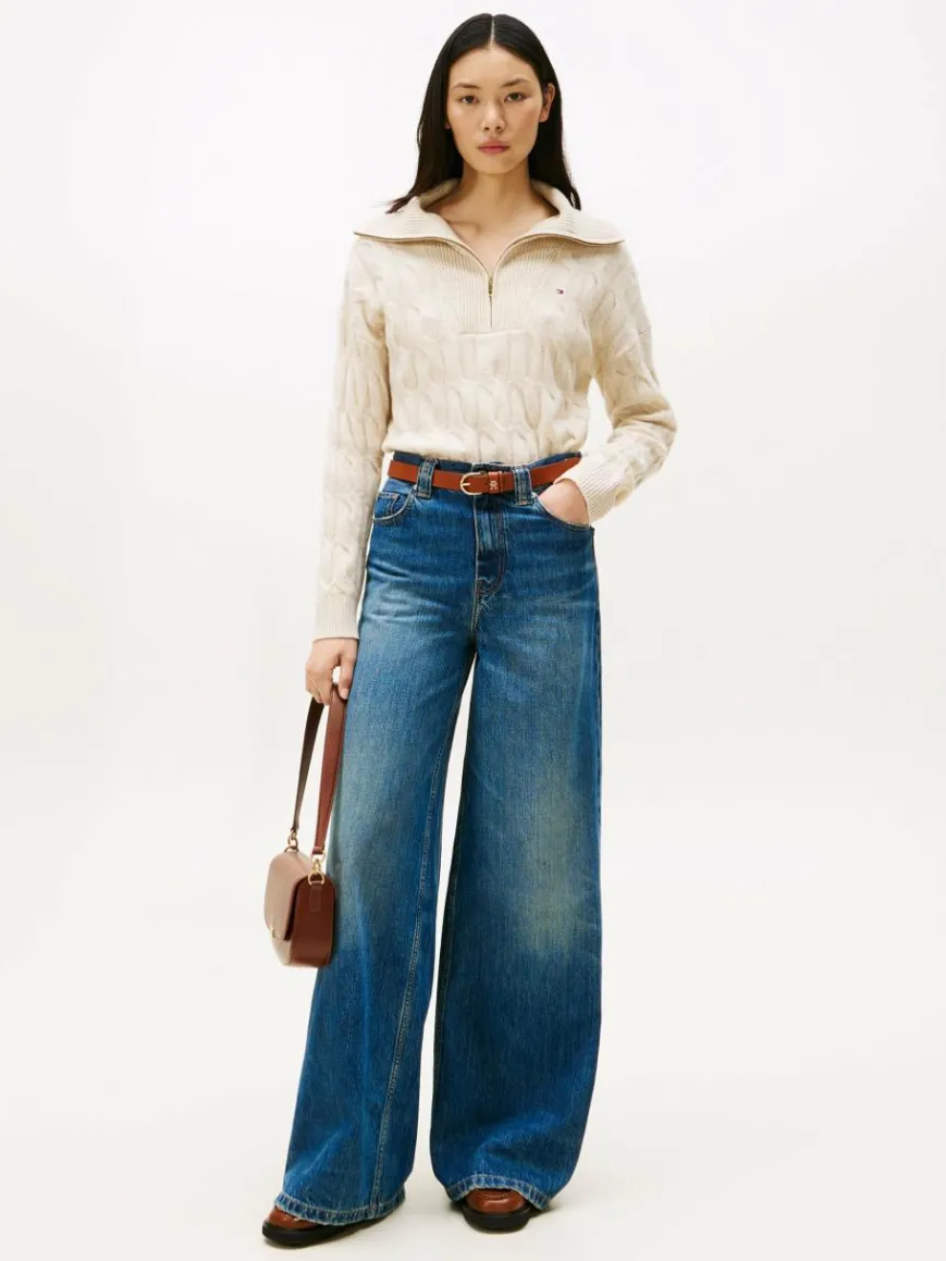 Tommy Hilfiger Pullover & Strickjacken*Damen Wollpullover ecru hellgrau meliert