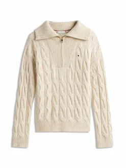 Tommy Hilfiger Pullover & Strickjacken*Damen Wollpullover ecru hellgrau meliert