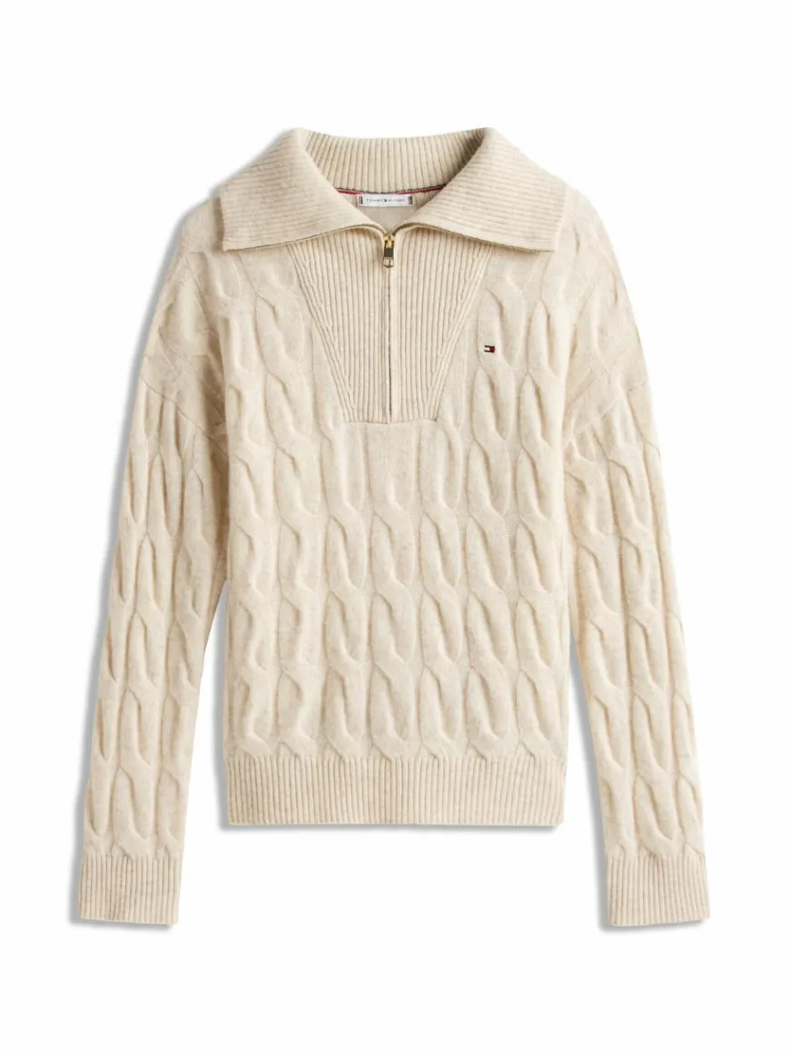 Tommy Hilfiger Pullover & Strickjacken*Damen Wollpullover ecru hellgrau meliert