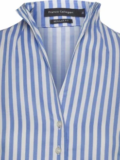 Franco Callegari Blusen*Damenbluse hellblau weiß gestreift