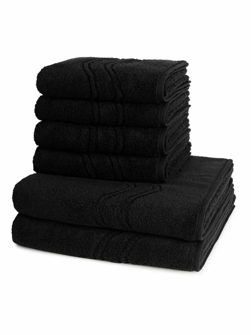 Ross Heimtextilien*Handtuchset 6-teilig - Cashmere feeling schwarz uni