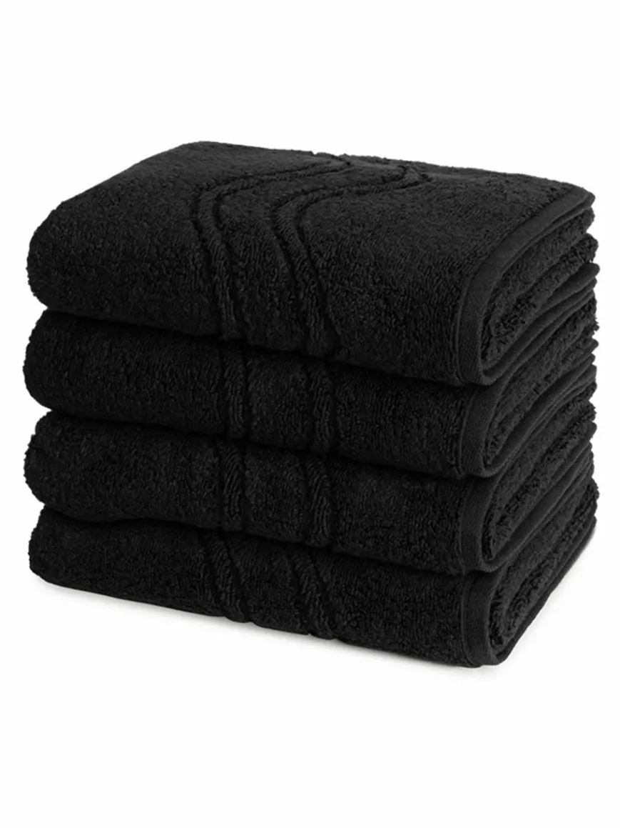 Ross Heimtextilien*Handtuchset 4-teilig - Cashmere feeling schwarz uni