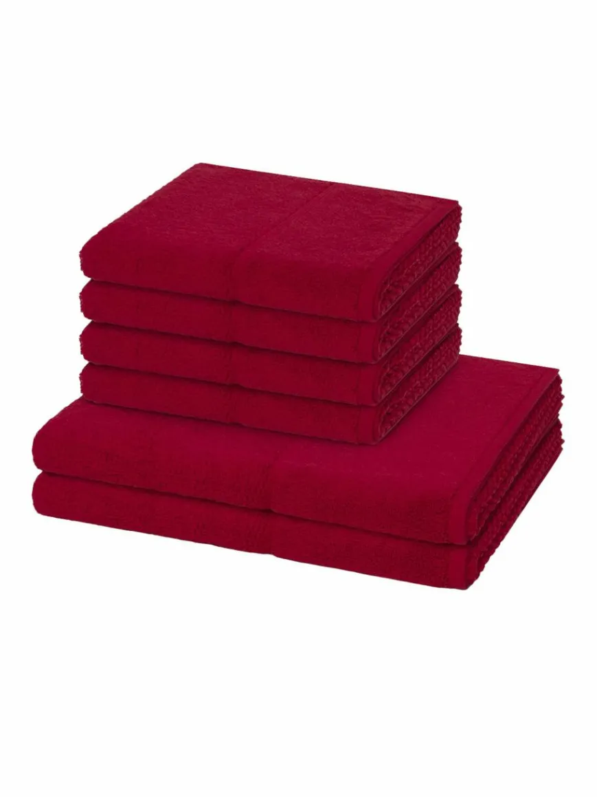 Möve Heimtextilien*Handtuchset 6-teilig - Pearl rot uni