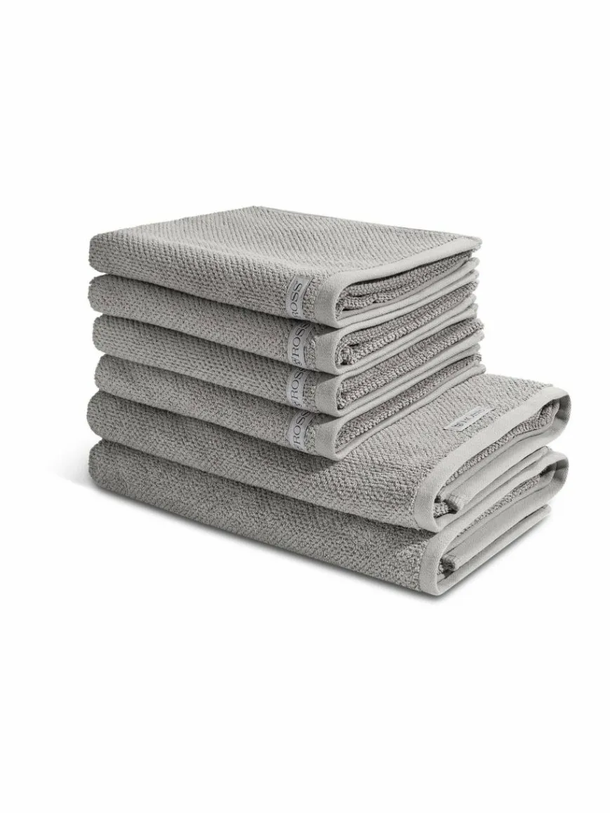 Ross Heimtextilien*Handtuchset 6-teilig - Selection Organic Cotton grau uni