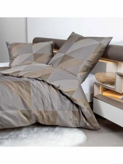 Janine Heimtextilien*Unisex Bettwäsche 1er Pack taupe gemustert