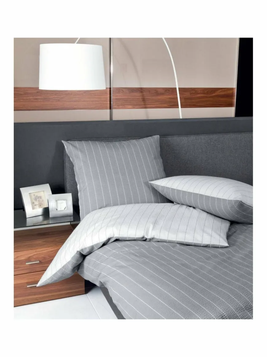 Janine Heimtextilien*Unisex Bettwäsche 1er Pack silber gemustert