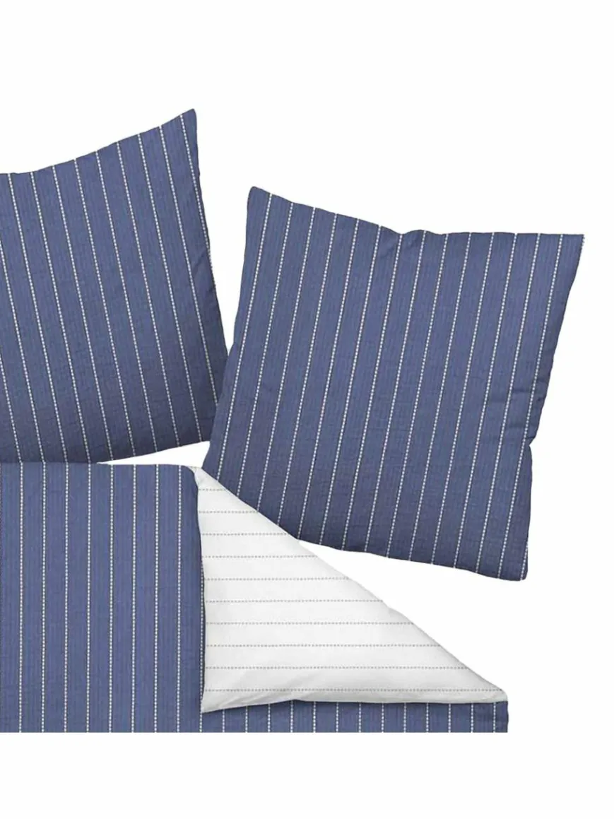 Janine Heimtextilien*Unisex Bettwäsche 1er Pack blau gemustert