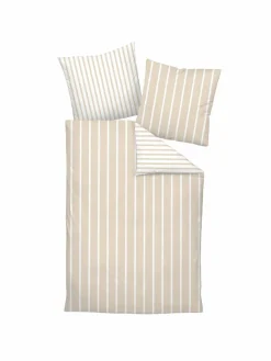 Janine Heimtextilien*Unisex Bettwäsche 1er Pack weiß gestreift