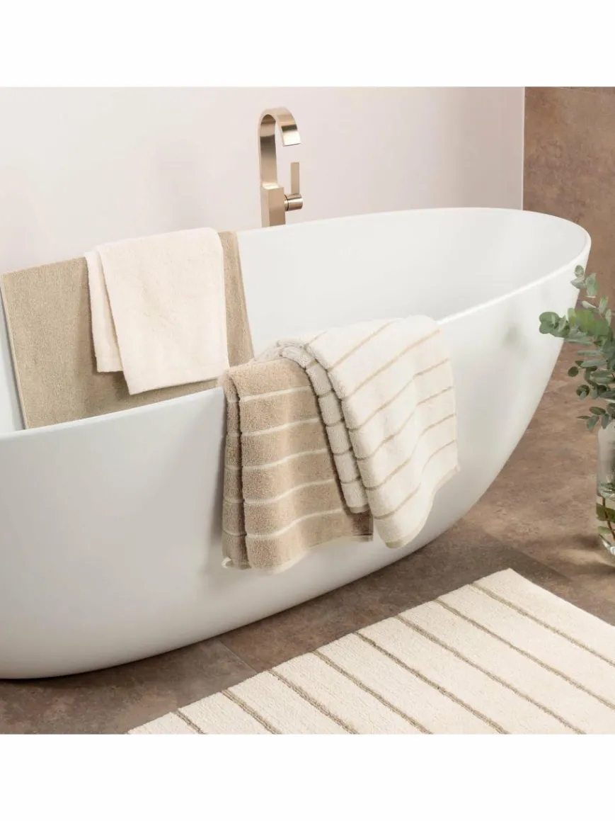 Cawö Heimtextilien*Unisex Duschtuch 1er Pack beige gestreift