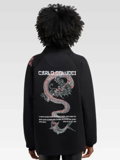 Carlo Colucci Sweatshirts & Sweatjacken*Unisex, Herren Sweatjacke - Dusini schwarz gemustert